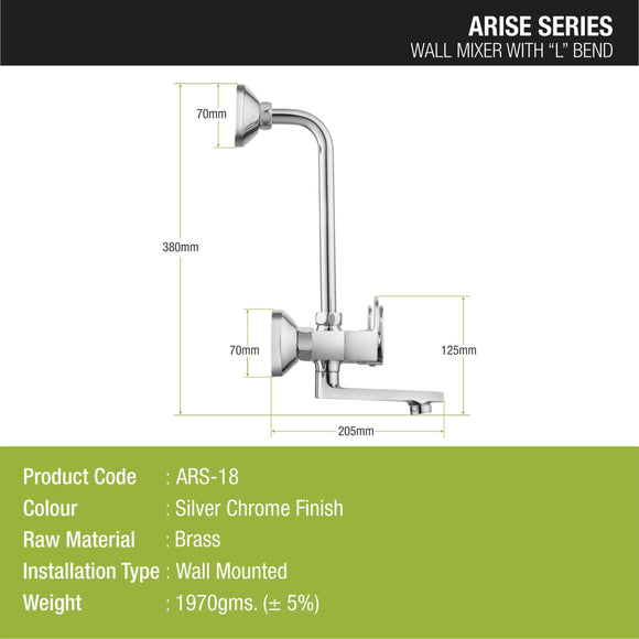 Arise Wall Mixer Brass Faucet with L Bend - LIPKA - Lipka Home