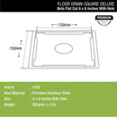 Beta Deluxe Square Flat Cut Floor Drain (6 x 6 Inches) with Hole - LIPKA - Lipka Home