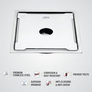 Beta Deluxe Square Flat Cut Floor Drain (6 x 6 Inches) with Hole - LIPKA - Lipka Home