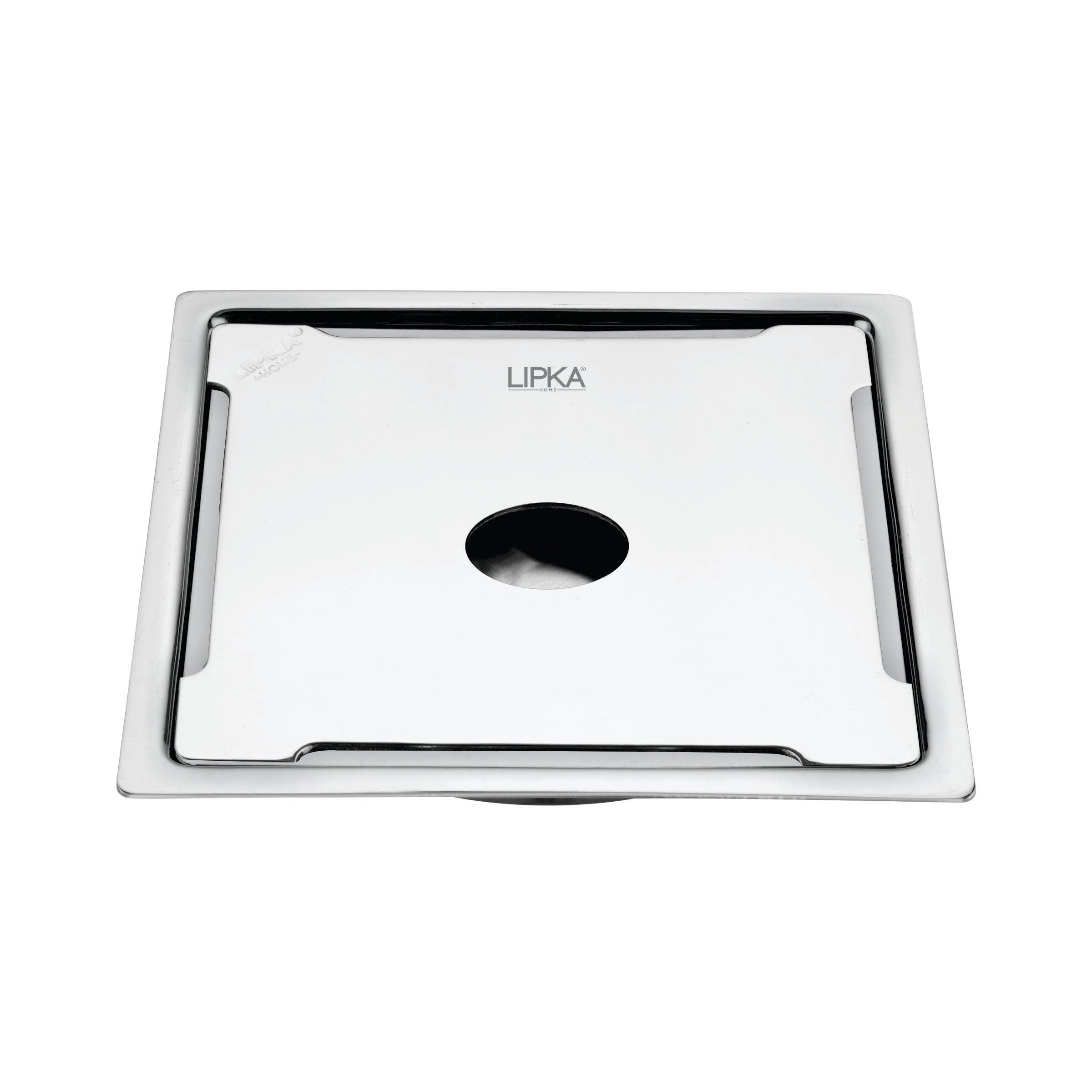 Beta Deluxe Square Flat Cut Floor Drain (6 x 6 Inches) with Hole