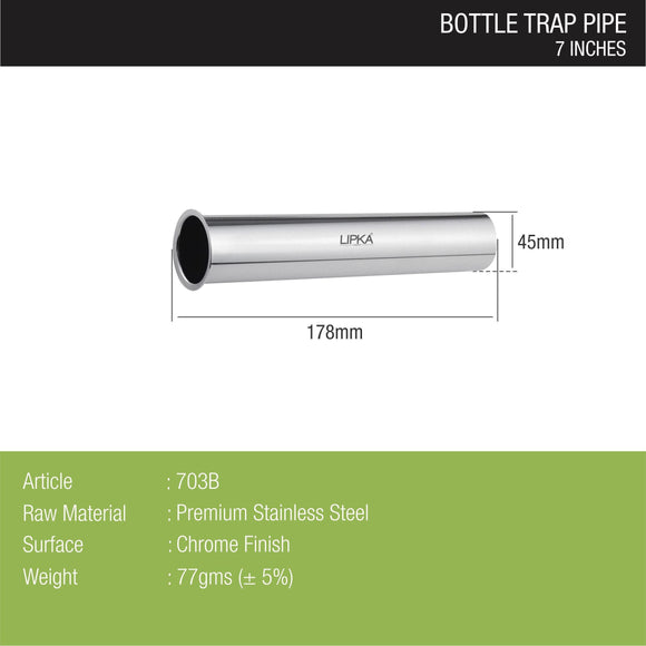 Bottle Trap Stainless Steel Pipe (7 Inches) - LIPKA - Lipka Home