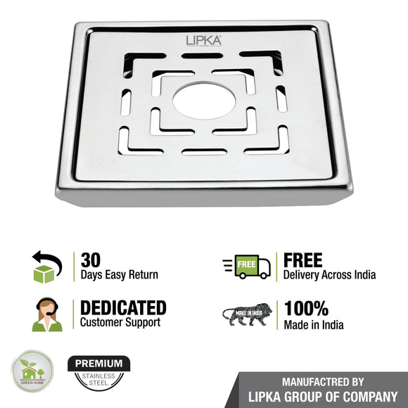 Charlie Deluxe Square Floor Drain (5 x 5) with Hole - LIPKA - Lipka Home