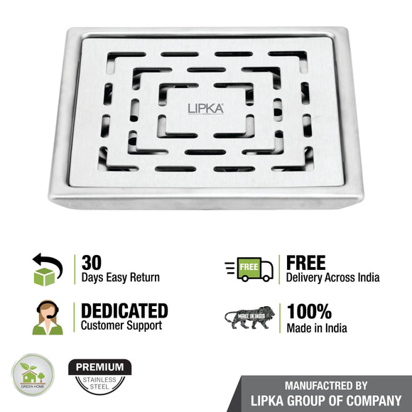 Charlie Deluxe Square Floor Drain (6 x 6 Inches) - LIPKA - Lipka Home