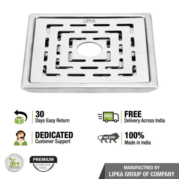 Charlie Deluxe Square Floor Drain (6 x 6 Inches) with Hole - LIPKA - Lipka Home