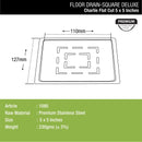 Charlie Deluxe Square Flat Cut Floor Drain (5 x 5 Inches) - LIPKA - Lipka Home