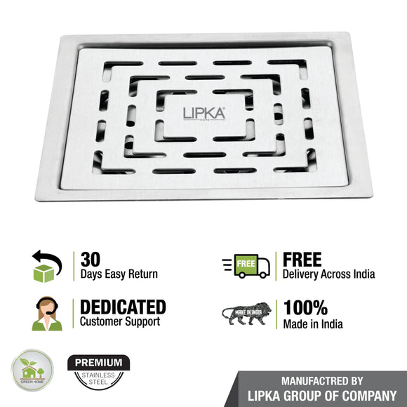 Charlie Deluxe Square Flat Cut Floor Drain (6 x 6) - LIPKA - Lipka Home