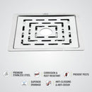 Charlie Deluxe Square Flat Cut Floor Drain (6 x 6 Inches) with Hole - LIPKA - Lipka Home