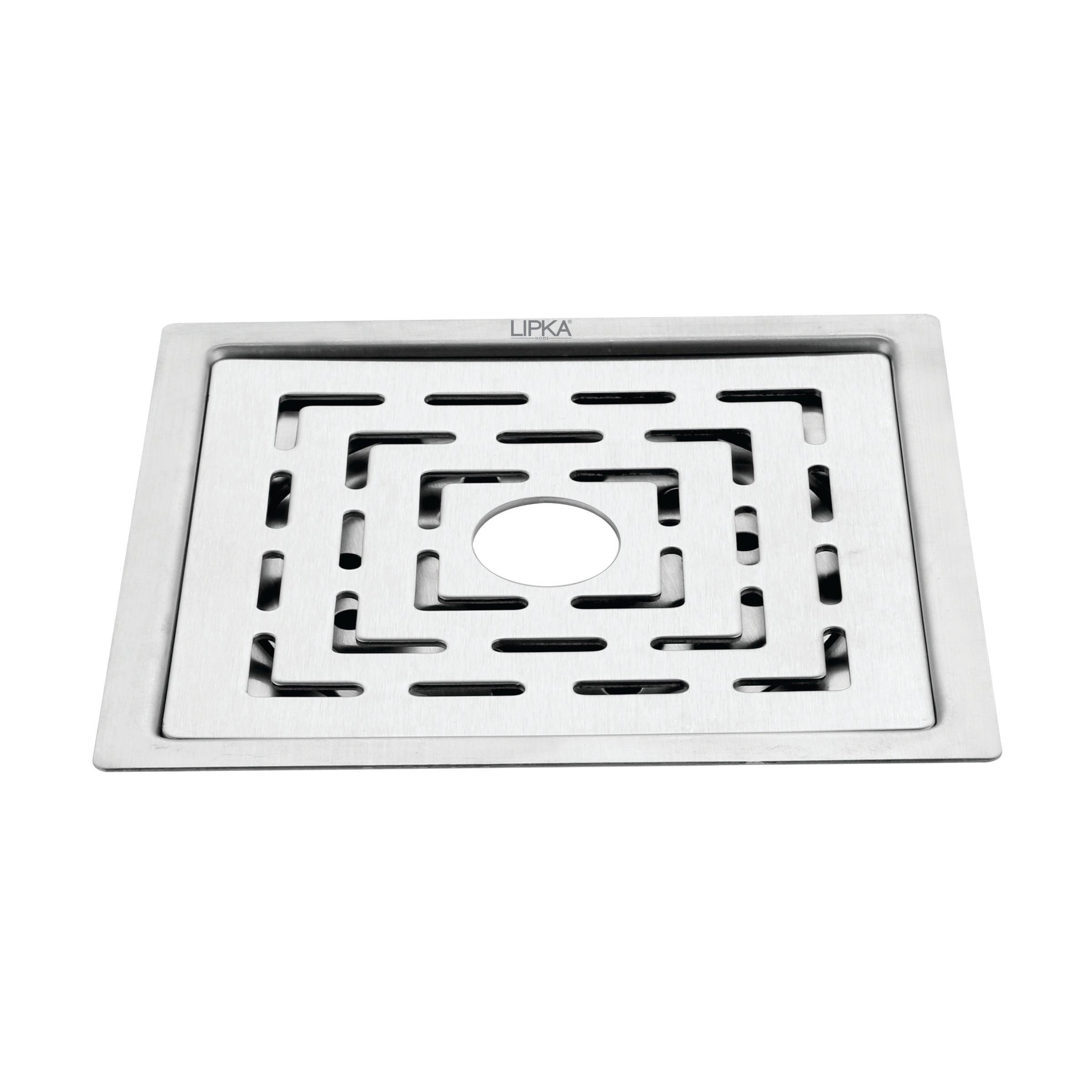 Charlie Deluxe Square Flat Cut Floor Drain (6 x 6 Inches) with Hole