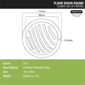 Classic Jali Round Floor Drain (4.5 inches) - LIPKA - Lipka Home
