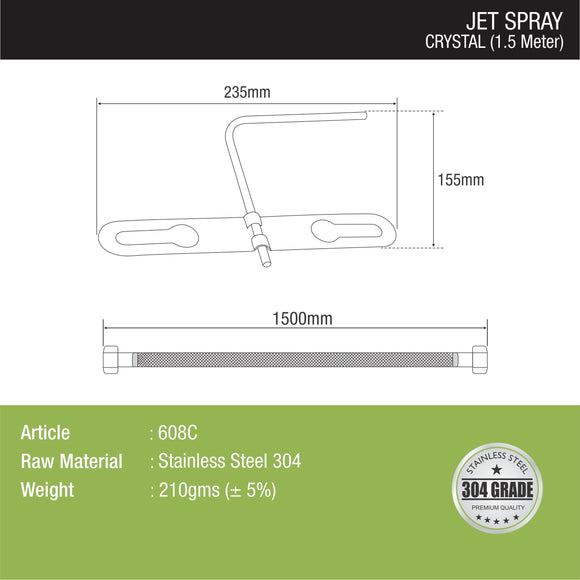 Crystal Jet Spray with 304-Grade SS Holder & 1.5 Meter Hose - LIPKA - Lipka Home