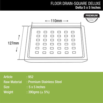 Delta Deluxe Square Floor Drain (5 x 5 Inches) - LIPKA - Lipka Home