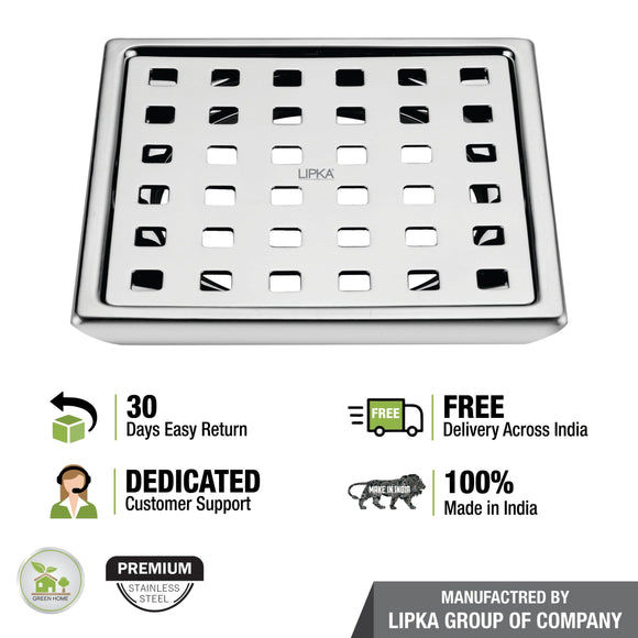 Delta Deluxe Square Floor Drain (6 x 6 Inches) - LIPKA - Lipka Home