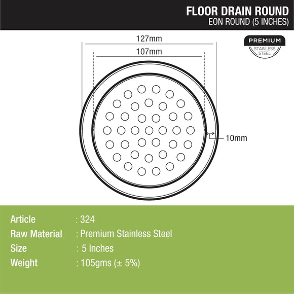 EON Round Floor Drain (5 Inches) - LIPKA - Lipka Home