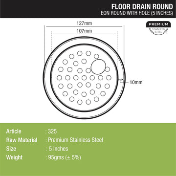 EON Round Floor Drain with Hole (5 inches) - LIPKA - Lipka Home