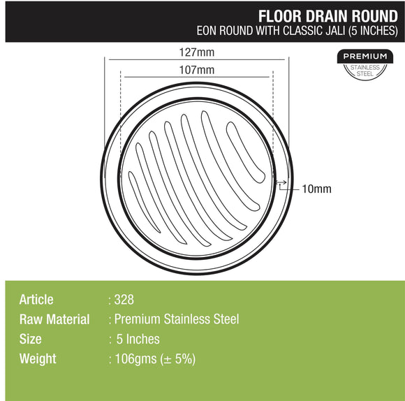 Eon Round Floor Drain with Classic Jali (5 inches) - LIPKA - Lipka Home