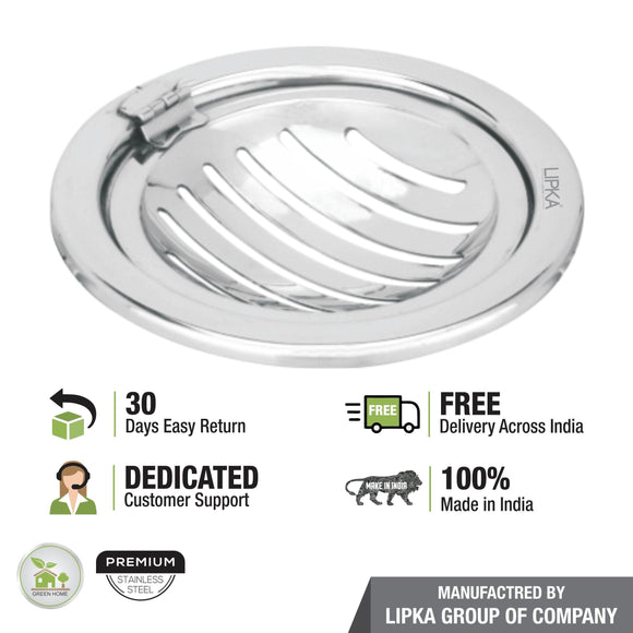 Eon Round Floor Drain with Classic Jali and Hinge (5 inches) - LIPKA - Lipka Home