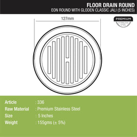 Eon Round Floor Drain with Golden Classic Jali (5 inches) - LIPKA - Lipka Home