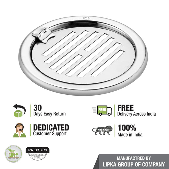 Eon Round Floor Drain with Golden Classic Jali & Hinge (5 inches) - LIPKA - Lipka Home