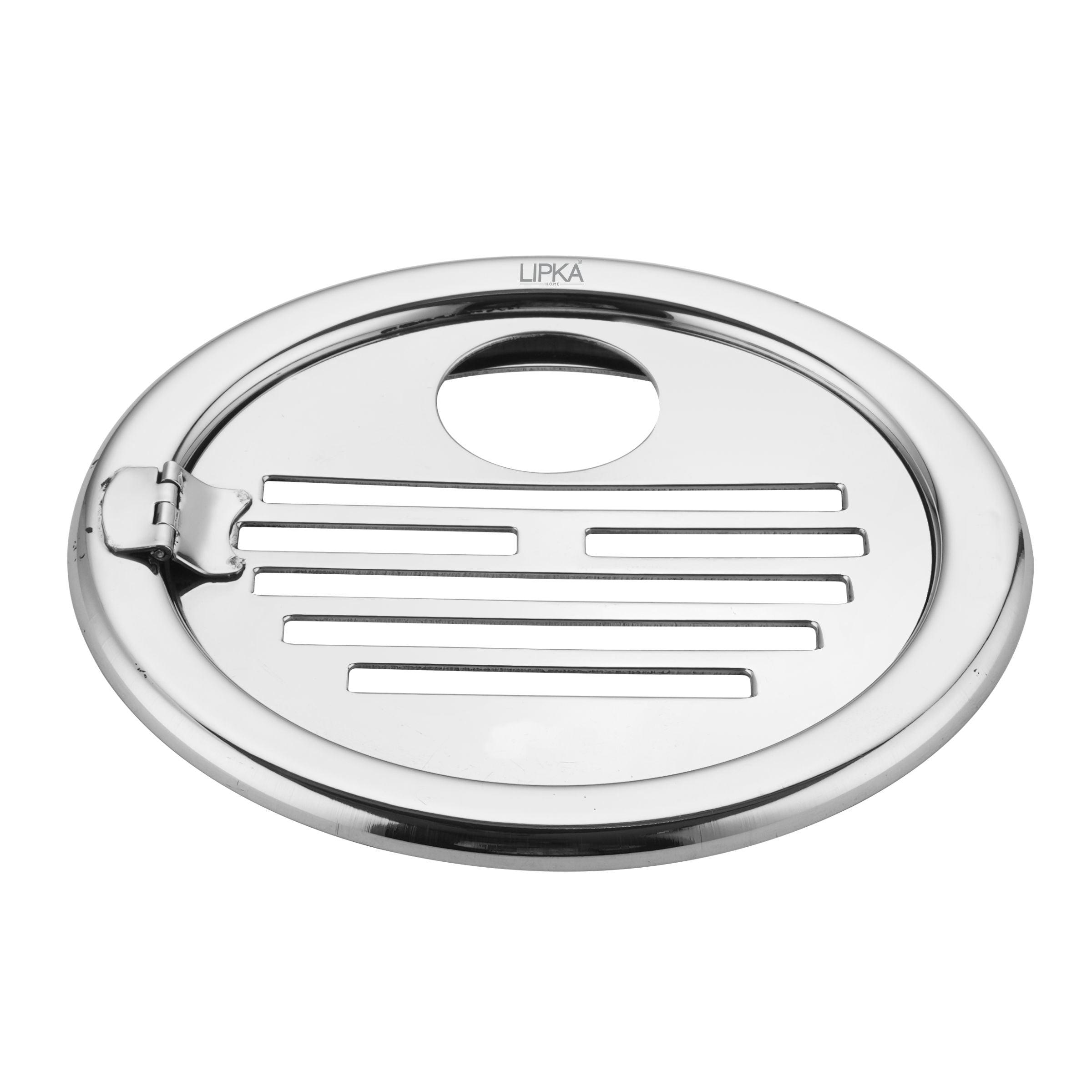 Eon Round Floor Drain with Golden Classic Jali, Hinge & Hole (5 inches) - LIPKA