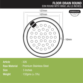 Eon Round Floor Drain with Hinge (5 inches) - LIPKA - Lipka Home