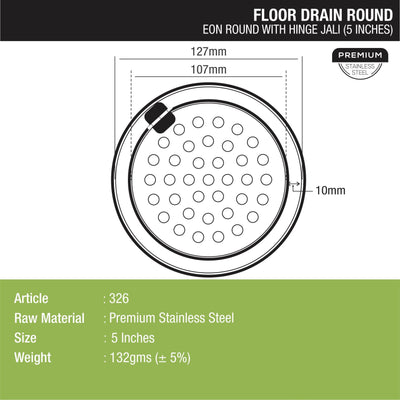 Eon Round Floor Drain with Hinge (5 inches) - LIPKA - Lipka Home