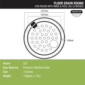 Eon Round Floor Drain with Hinge & Hole (5 inches) - LIPKA - Lipka Home