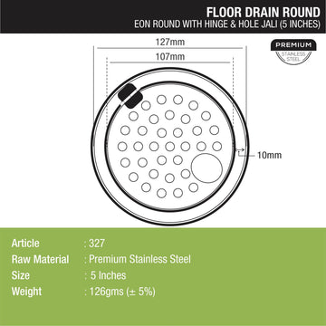 Eon Round Floor Drain with Hinge & Hole (5 inches) - LIPKA - Lipka Home