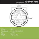 Eon Round Floor Drain with Plain Jali & Hole (5 inches) - LIPKA - Lipka Home