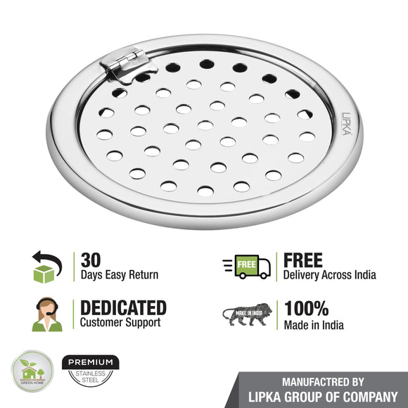 Eon Round Floor Drain with Plain Jali & Hinge (5 inches) - LIPKA - Lipka Home
