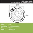 Eon Round Floor Drain with Plain Jali, Hinge & Hole (5 inches) - LIPKA - Lipka Home
