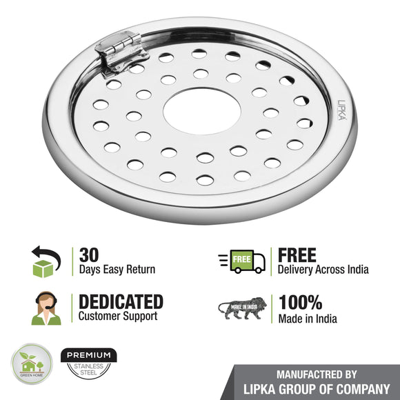 Eon Round Floor Drain with Plain Jali, Hinge & Hole (5 inches) - LIPKA - Lipka Home