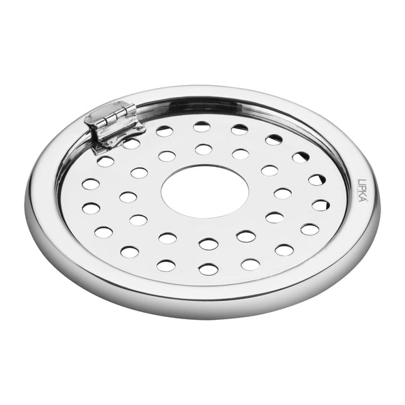 Eon Round Floor Drain with Plain Jali, Hinge & Hole (5 inches) - LIPKA - Lipka Home