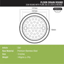 Eon Round Floor Drain with Plain Jali & Lock (5 inches) - LIPKA - Lipka Home