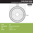 Eon Round Floor Drain with Plain Jali, Lock & Hole (5 inches) - LIPKA - Lipka Home