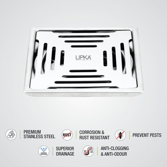 Echo Deluxe Square Floor Drain (6 x 6 Inches) - LIPKA - Lipka Home