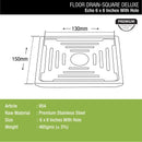 Echo Deluxe Square Floor Drain (6 x 6 Inches) with Hole - LIPKA - Lipka Home