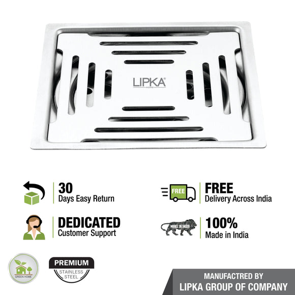 Echo Deluxe Square Flat Cut Floor Drain (5 x 5 Inches) - LIPKA - Lipka Home