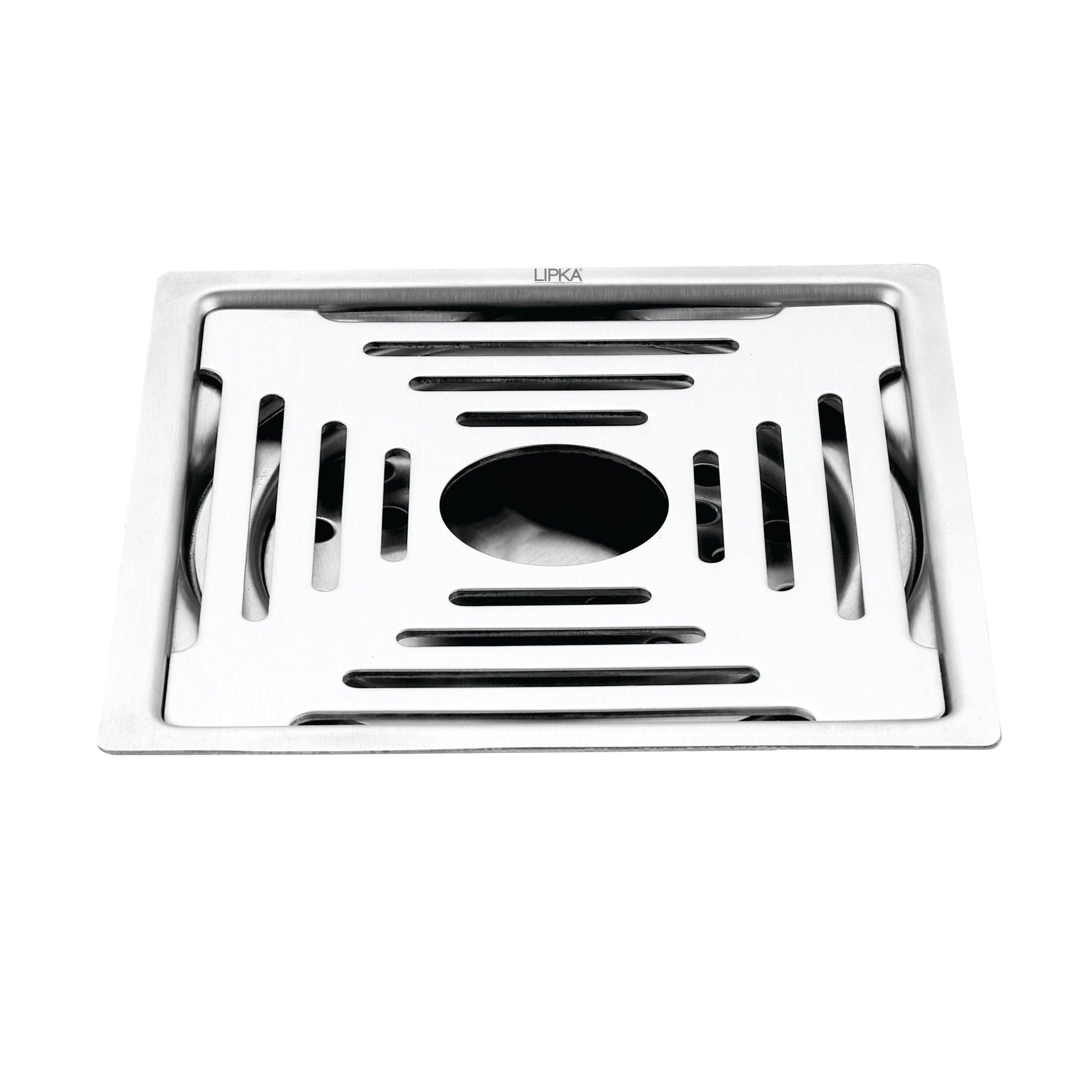 Echo Square Deluxe Flat Cut Floor Drain (6 x 6 Inches) with Hole