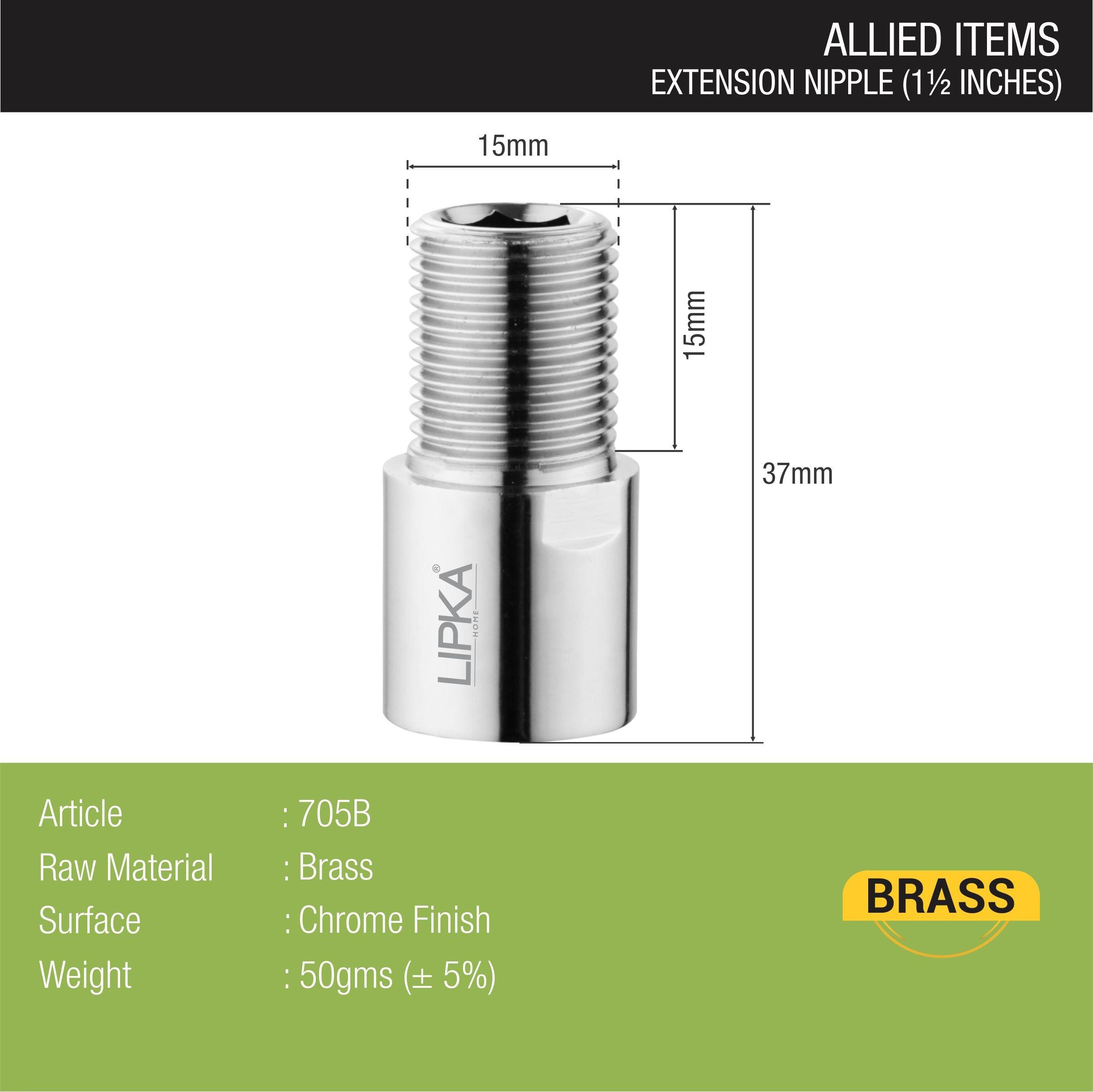 Extension Nipple (1 ½ Inch) sizes and dimensions