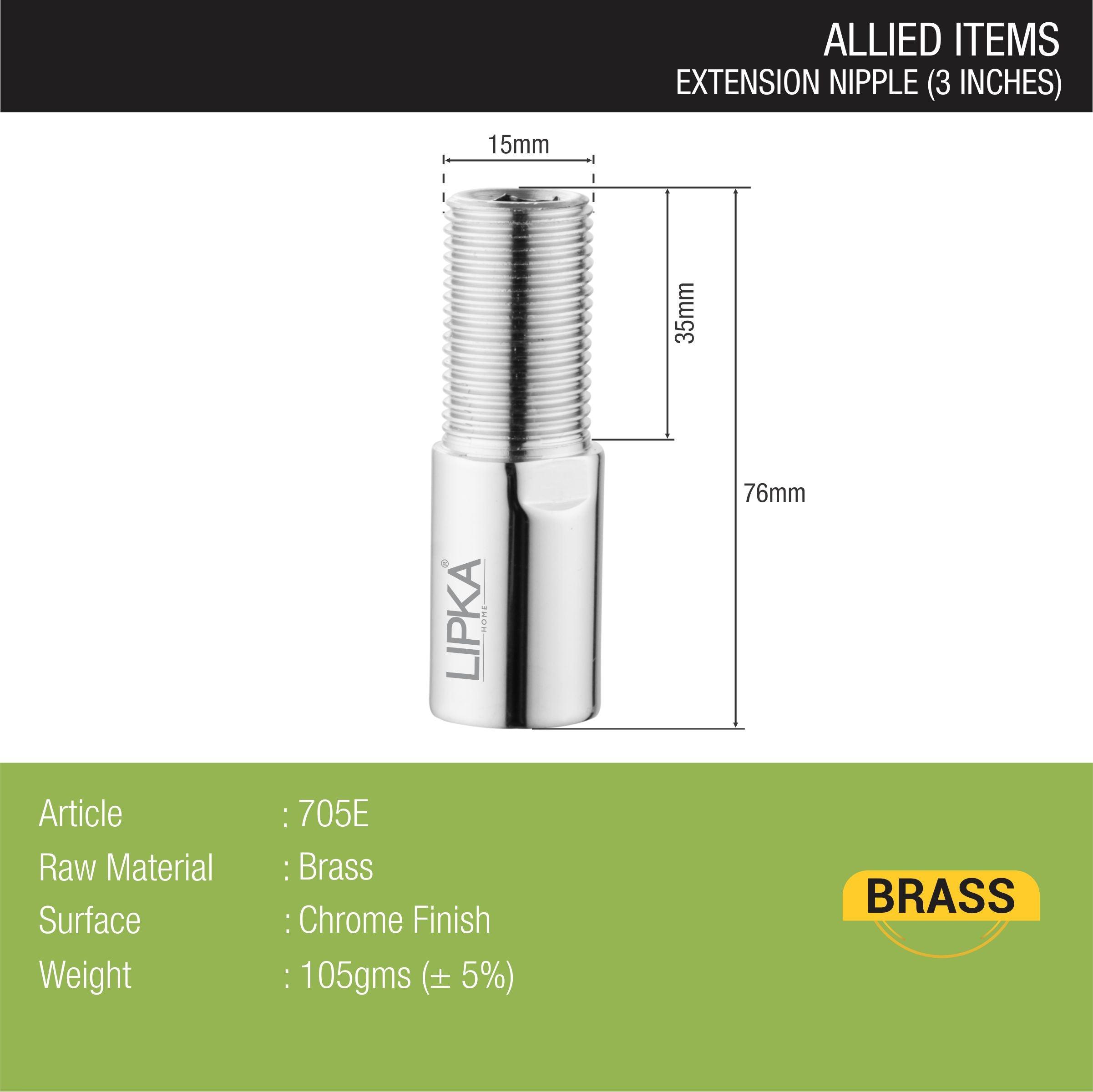 Extension Nipple (3 Inch) sizes and dimensions