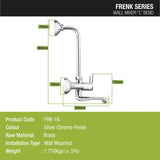Frenk Wall Mixer with L Bend Faucet sizes and dimensions 