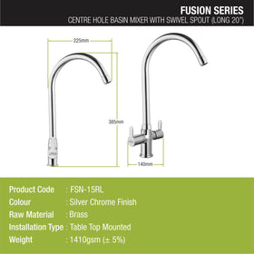 Fusion Centre Hole Basin Mixer with Large (20 Inches) Round Swivel Spout Faucet - LIPKA - Lipka Home