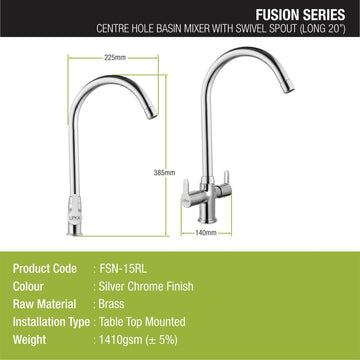 Fusion Centre Hole Basin Mixer with Large (20 Inches) Round Swivel Spout Faucet - LIPKA - Lipka Home