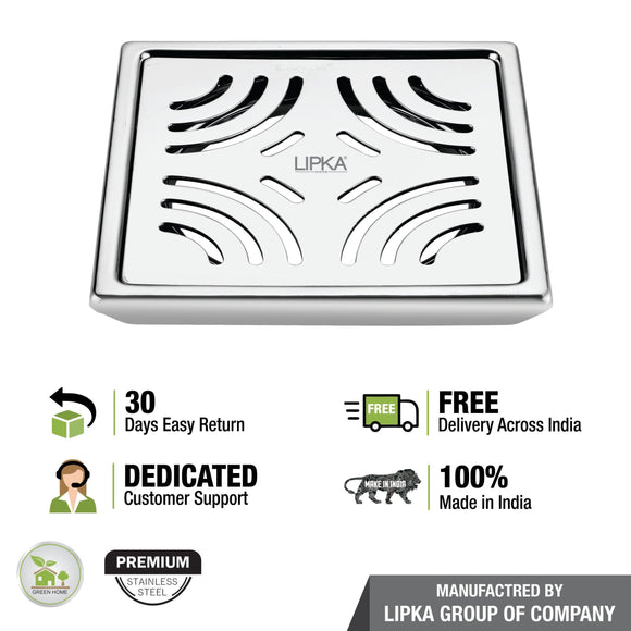 Gamma Deluxe Square Floor Drain (5 x 5 Inches) - LIPKA - Lipka Home