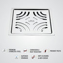 Gamma Deluxe Square Flat Cut Floor Drain (5 x 5 Inches) - LIPKA - Lipka Home