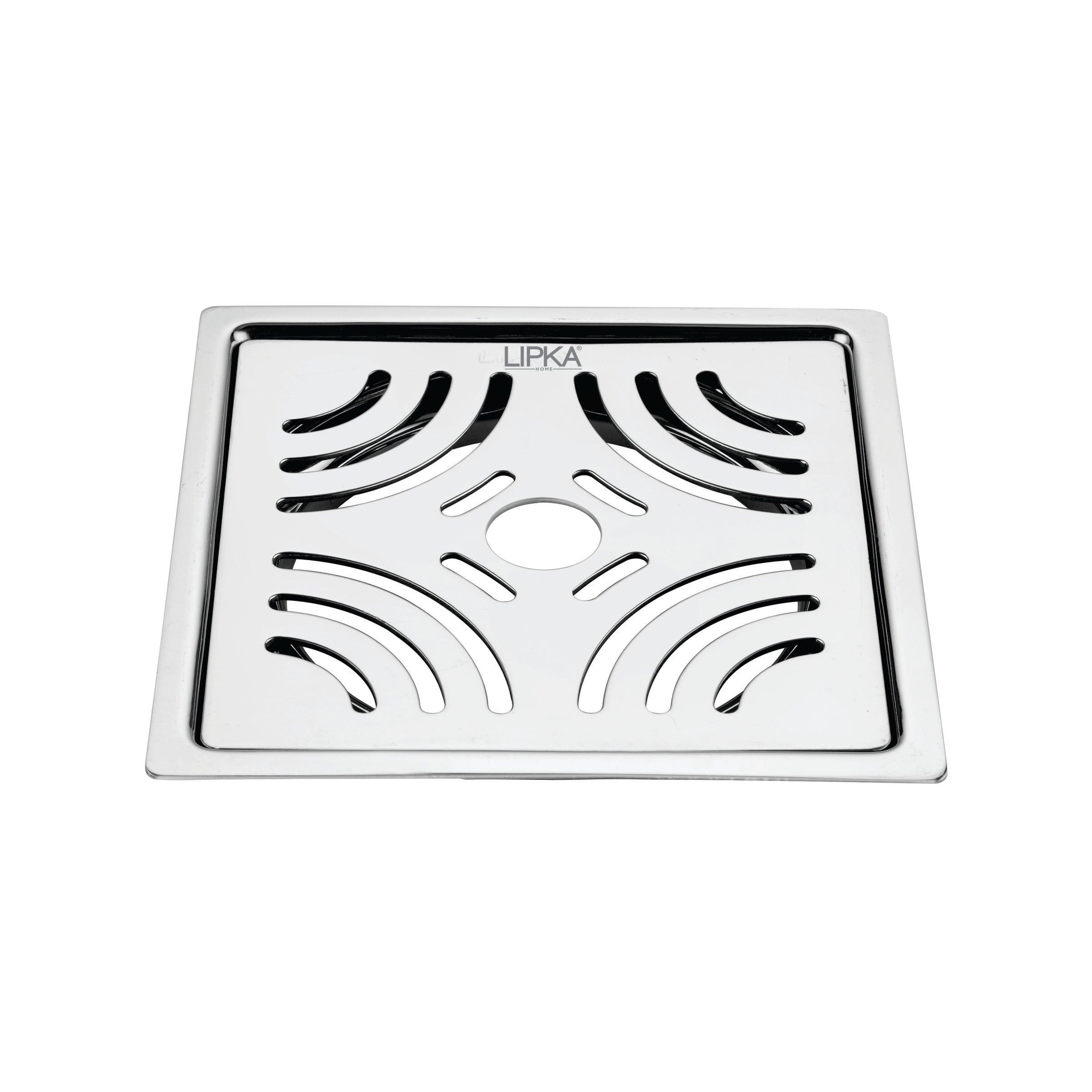 Gamma Deluxe Square Flat Cut Floor Drain (6 x 6 Inches) with Hole