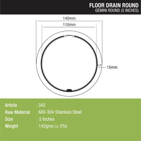 Gemini Round Floor Drain with Jali (5 inches) - LIPKA - Lipka Home