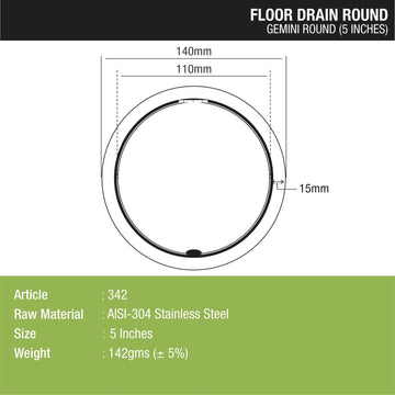 Gemini Round Floor Drain with Jali (5 inches) - LIPKA - Lipka Home