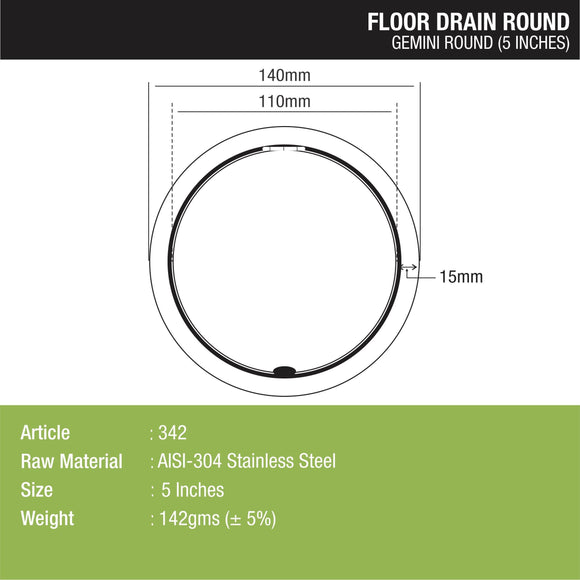 Gemini Round Floor Drain with Jali (5 inches) - LIPKA - Lipka Home