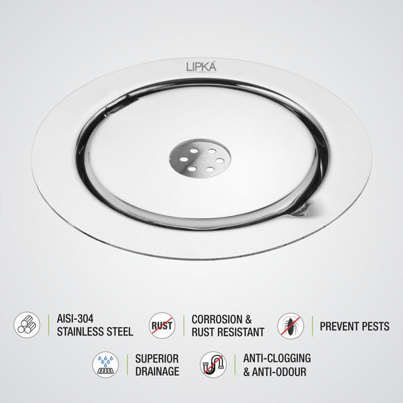 Gemini Round Floor Drain with Jali & Hole (5 inches) - LIPKA - Lipka Home